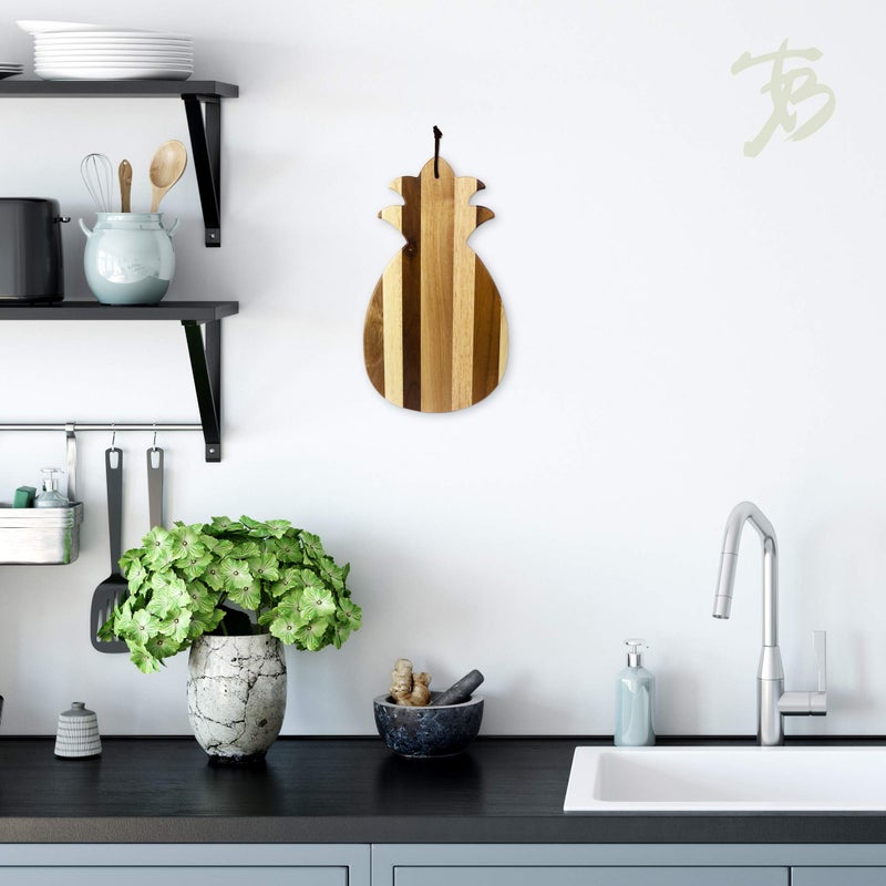Totally Bamboo Rock & Branch Series Shiplap Pineapple Shaped Wood Serving and Cutting Board | Great for Wall Art 14-3/8"" x 8"" x 5/8"" - Image 3